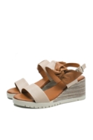 Imagine Sandale wedge bej cocos din piele naturală MIR979