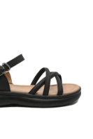 Imagine Sandale damă cu curelușe, negre, din piele naturală FNX802