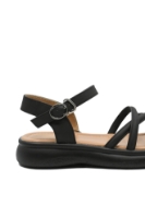 Imagine Sandale damă cu curelușe, negre, din piele naturală FNX802