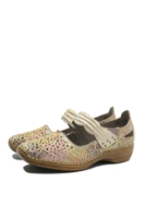 Imagine Pantofi perforați cu baretă multicolori din piele naturală RIK41399-92