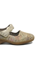 Imagine Pantofi perforați cu baretă multicolori din piele naturală RIK41399-92