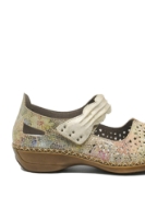 Imagine Pantofi perforați cu baretă multicolori din piele naturală RIK41399-92