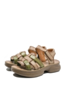 Imagine Sandale damă, maroniu cu verde, din piele naturală FNX2776737