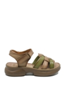 Imagine Sandale damă, maroniu cu verde, din piele naturală FNX2776737