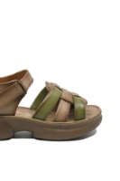 Imagine Sandale damă, maroniu cu verde, din piele naturală FNX2776737