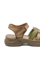 Imagine Sandale damă, maroniu cu verde, din piele naturală FNX2776737