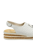 Imagine Sandale damă wedge, albe, cu logo medalion decorativ RIK62902-80