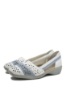 Imagine Mocasini damă din piele naturală albi, cu detalii bleu RIK41358-80
