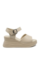 Imagine Sandale comode wedge cream din piele naturală FNX8701-1