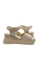 Imagine Sandale comode wedge cream din piele naturală FNX8701-1