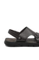 Imagine Sandale comode bărbați cu capse și barete, maro din piele naturală FNX5735