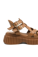 Imagine Sandale damă cu platformă și barete încrucișate, maro, din piele naturală MIR224