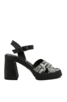Imagine Sandale cu platformă negre, din piele naturală cu model șarpe MIR9587