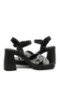 Imagine Sandale cu platformă negre, din piele naturală cu model șarpe MIR9587