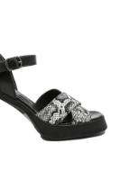 Imagine Sandale cu platformă negre, din piele naturală cu model șarpe MIR9587