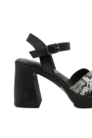 Imagine Sandale cu platformă negre, din piele naturală cu model șarpe MIR9587