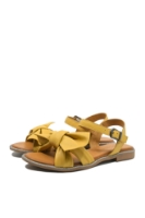 Imagine Sandale plate cu fundă, galben deschis, din piele naturală MIR414