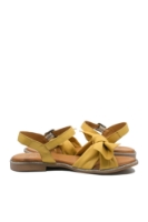 Imagine Sandale plate cu fundă, galben deschis, din piele naturală MIR414