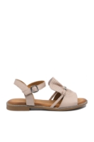 Imagine Sandale plate cu charmuri, roz pudră, din piele naturală MIR413