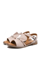 Imagine Sandale plate cu charmuri, roz pudră, din piele naturală MIR413