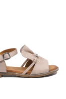Imagine Sandale plate cu charmuri, roz pudră, din piele naturală MIR413