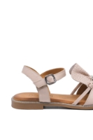 Imagine Sandale plate cu charmuri, roz pudră, din piele naturală MIR413