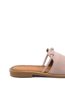 Imagine Saboți plați roz pudră din piele naturală, decorați cu charmuri MIR11007