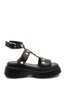 Imagine Sandale platformă negre din piele naturală, bătute cu capse aurii MIR307