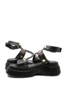 Imagine Sandale platformă negre din piele naturală, bătute cu capse aurii MIR307