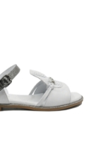 Imagine Sandale plate cu charmuri, albe, din piele naturală MIR413