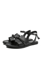 Imagine Sandale joase cu strasuri, negre, din piele naturală MIR221