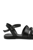 Imagine Sandale joase cu strasuri, negre, din piele naturală MIR221