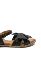Imagine Sandale plate cu fundă, negre, din piele naturală MIR414