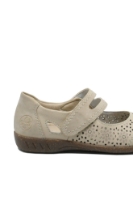Imagine Pantofi casual din piele naturală bej cu model perforat RIK47675-60