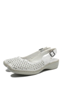 Imagine Mocasini damă din piele naturală albi, decupați la spate RIK41350-80