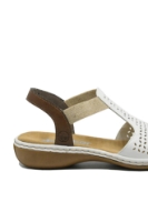 Imagine Sandale damă joase, albe perforate din piele naturală RIK65917-80