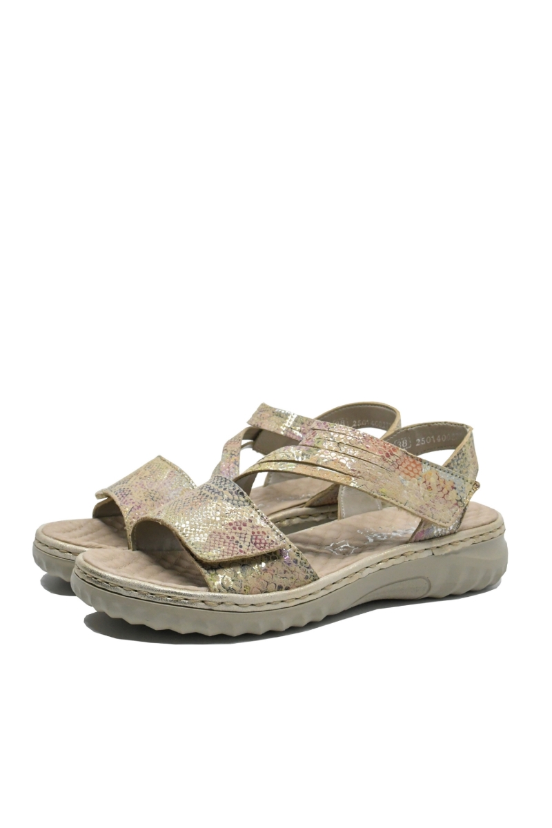 Imagine Sandale damă reglabile, multicolore din piele naturală RIK60464-90