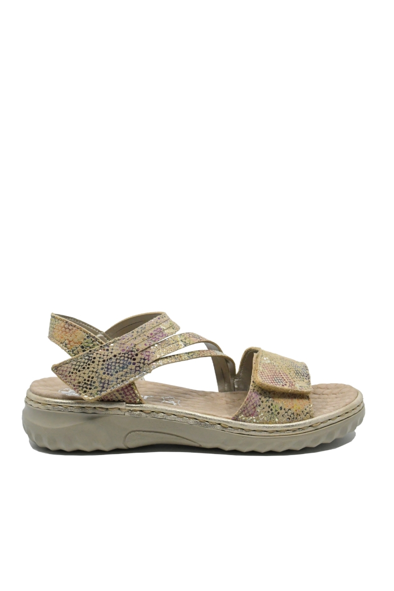 Imagine Sandale damă reglabile, multicolore din piele naturală RIK60464-90