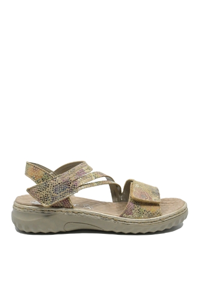Imagine Sandale damă reglabile, multicolore din piele naturală RIK60464-90