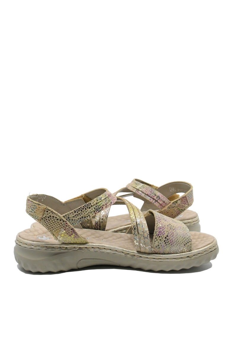 Imagine Sandale damă reglabile, multicolore din piele naturală RIK60464-90