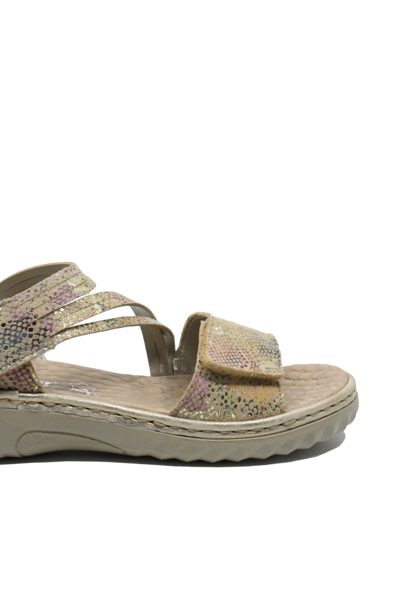 Imagine Sandale damă reglabile, multicolore din piele naturală RIK60464-90