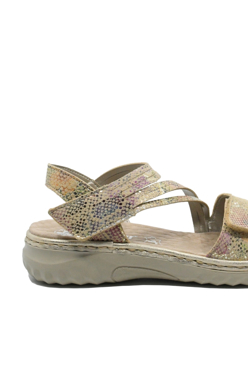 Imagine Sandale damă reglabile, multicolore din piele naturală RIK60464-90