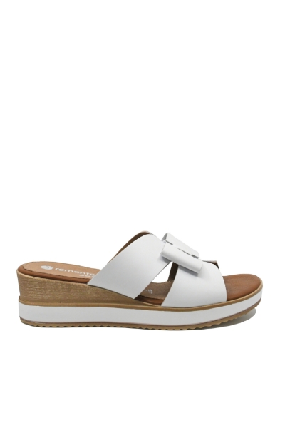 Imagine Saboți wedge cu fundiță, albi, din piele naturală REMD6456-80