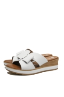 Imagine Saboți wedge cu fundiță, albi, din piele naturală REMD6456-80