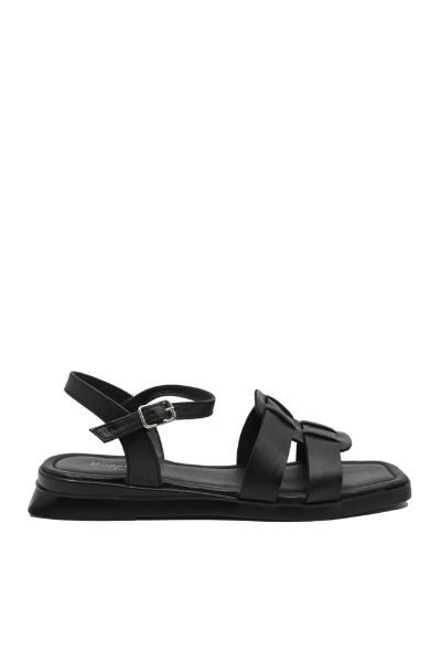 Imagine Sandale casual damă joase, negre, din piele naturală MIR80