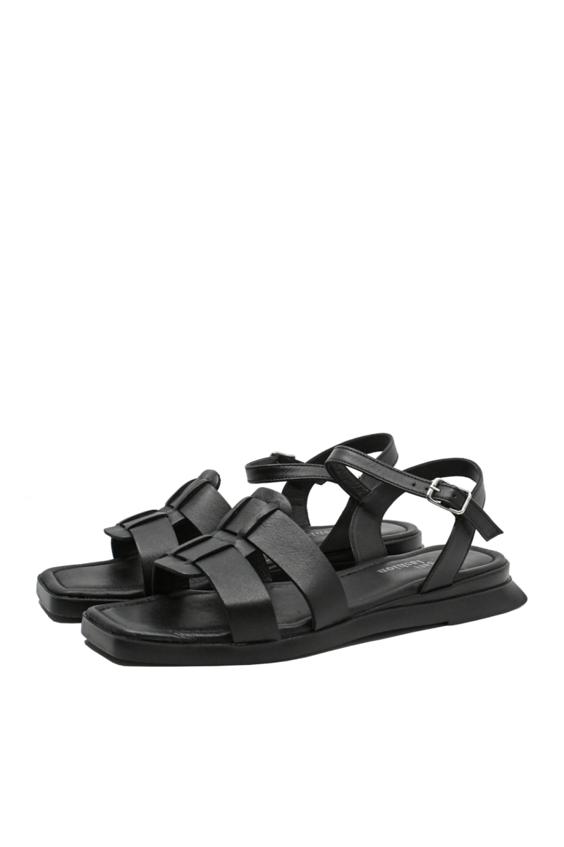 Imagine Sandale casual damă joase, negre, din piele naturală MIR80