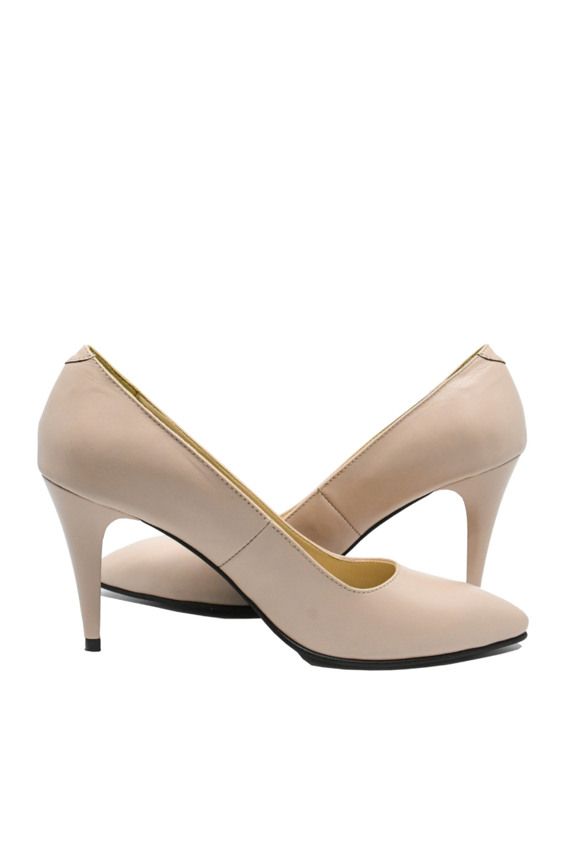 Imagine Pantofi stiletto din piele naturală, nude cu albinuță aurie SORA49