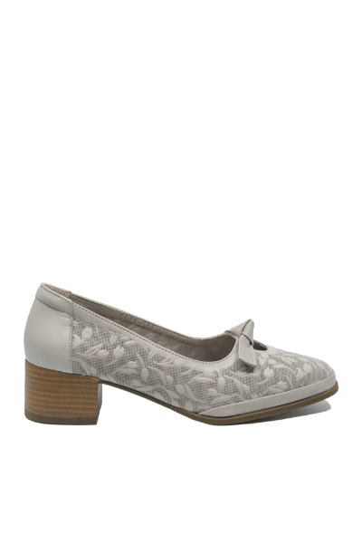 Imagine Pantofi office gri din piele naturală, cu model floral GOR5671