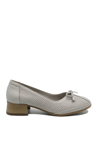 Imagine Pantofi office gri din piele naturală cu aspect perforat GOR5687