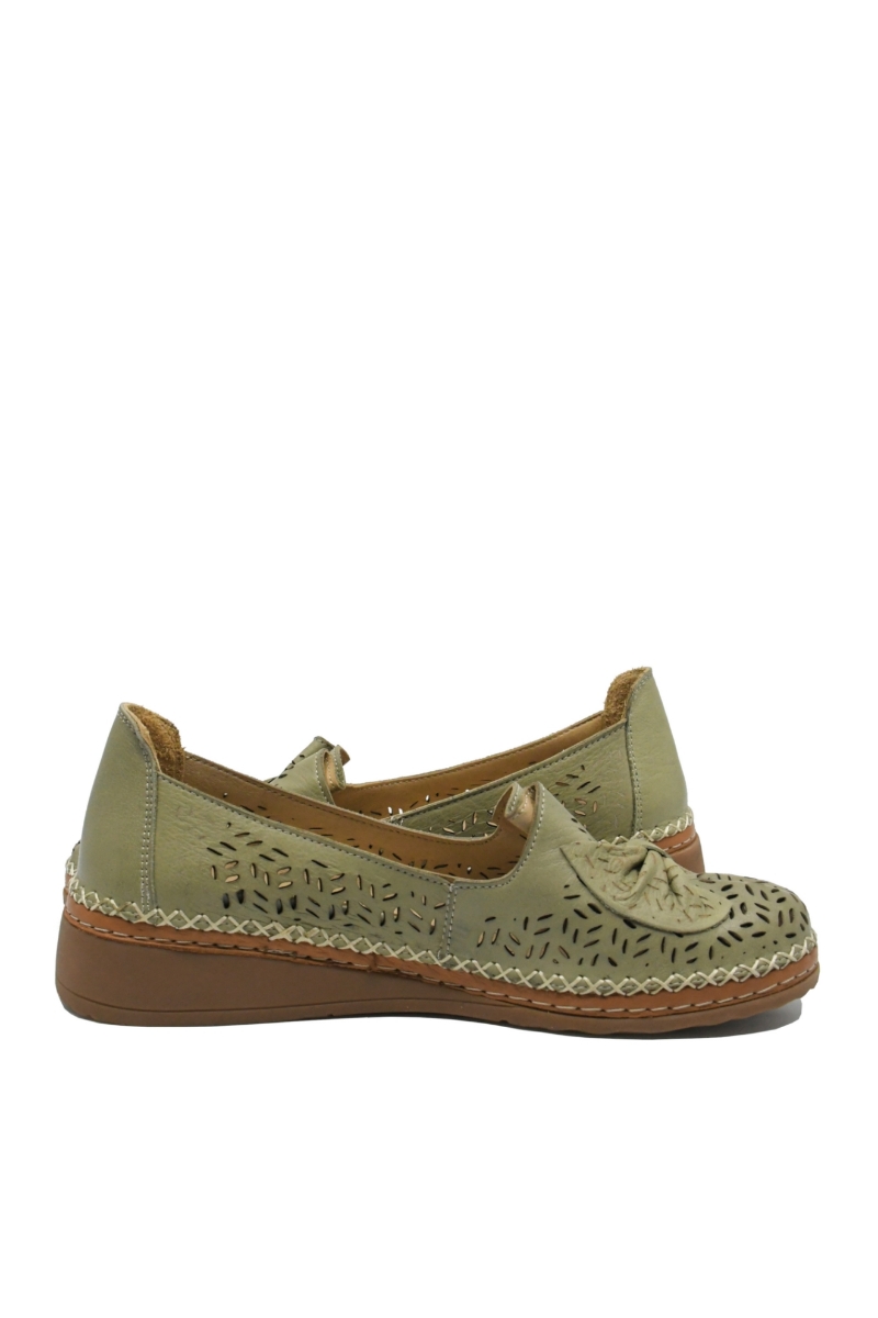 Imagine Mocasini cu fundiță, verde scorpion din piele naturală GOR04158